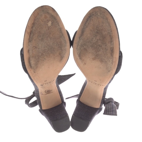 ALEXANDRE Birman Clarita Gray Wool Plaid Check Sandals Block Heels Shoes 9 39 - Picture 12 of 14
